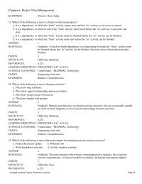 Chapter 6 After working with key stakeholders to define activities