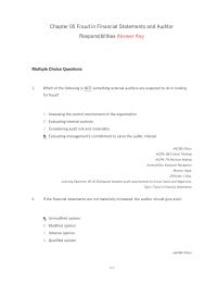 Chapter 5 Which of the following is NOT something external auditors