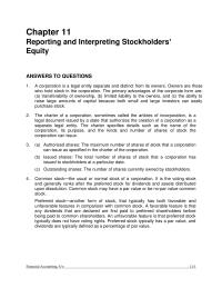 Accounting Chapter 11 Homework The maximum number of shares of stock that a corporation