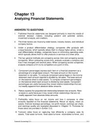 Accounting Chapter 13 Homework Company Restaurant Key Indicators High Inventory Turnover