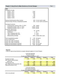 Accounting Chapter 9 Homework Using Excel Make Decisions Current Designs Data