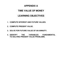 Accounting Appendix A Homework Appendix Time Value Money Learning Objectives Compute