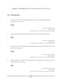 Sales Chapter 15 Managing Your Time And Territory Answer