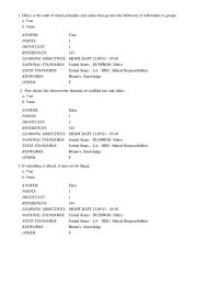 Chapter 04 Ethics is the code of moral principles and values that