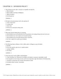 Economics Chapter 15 The dividend clientele effect concept was originally developed