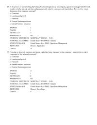Chapter 15 In the process of implementing the balanced scorecard&nbsp;