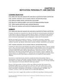 Marketing Chapter 1 Homework&nbsp;Maslow’s need hierarchy states that basic motives&nbsp;