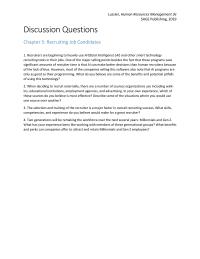 Human Resources Chapter 5 Homework Describe Some The Situations Where You Would