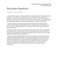 Human Resources Chapter 12 Homework Too Often Incentive Systems Are Poorly Designed