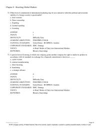 Chapter 08 What level of commitment in international marketing may
