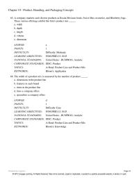Chapter 10 A company markets such diverse products as Rosita Mexican foods