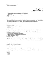 Chapter 8 Where The Carbon Atoms Glucose Come From