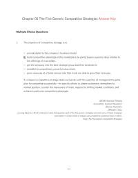Chapter 5 The Five Generic Competitive Strategies Answer