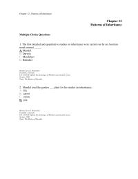 Chapter 12 The First Detailed And Quantitative Studies Inheritance