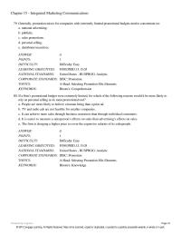 Chapter 15 Generally, promotion mixes for companies with extremely