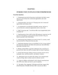 Chapter 1&nbsp;Entrepreneurs provide the financing to individuals