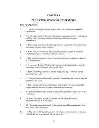 Chapter 9 Projecting Financial Statements Net Cash Flow