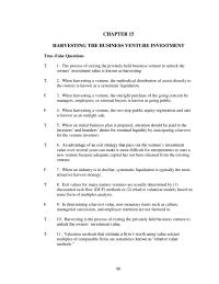 Chapter 15 Harvesting The Business Venture Investment