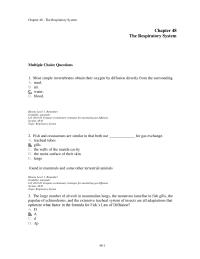 Chapter 48 Most Simple Invertebrates Obtain Their Oxygen Diffusion