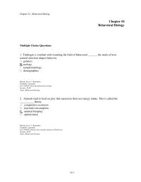 Chapter 54 Tinbergen Credited With Founding The Field Behavioral