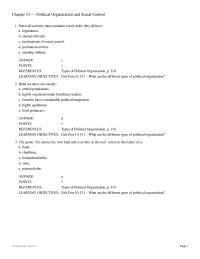 Chapter 13 What are the different types of political organization?