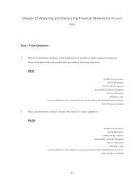 Accounting Chapter 13 Financial statement analysis is the application