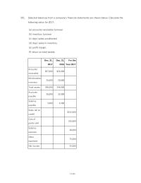 Accounting Chapter 13 Selected Balances From Company’s Financial Statements