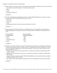 Chapter 5 which inventory costing method will yield