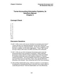 Chapter 5 Homework Solutions Corporate Governance And The Sarbanesoxley