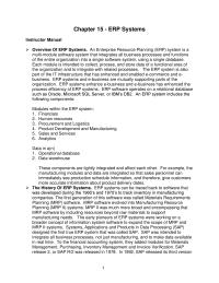 Chapter 15 Homework ERP Module For That Set Processes For