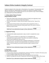 Indiana Online Academic Integrity Contract
