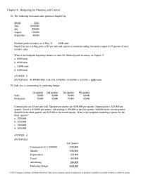 Chapter 8 Which of the following is a financial budget