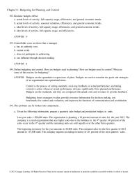 Chapter 8 What are some of the reasons for budgeting