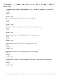 Chapter 9 Developing standards for input prices and quantities allows
