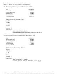 Chapter 14 Realized External Failure Costs b Realized Internal Failure