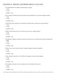 Chapter 18 The relationship between supply and demand helps set pricing