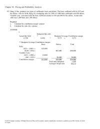 Chapter 18 Contribution Margin Variance Budgeted Average Unit Contribution