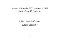 Revised Syllabus For Ssc Examination 2023