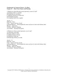 Investments & Securities Chapter 18 Which one of the following actions represents a source