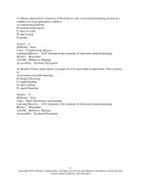 Investments & Securities Chapter 18 Money deposited by a borrower with a bank in a low