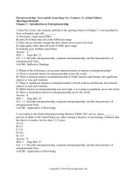 Entrepreneurship Chapter 01 The company makes apparel products for extreme sports enthusiasts