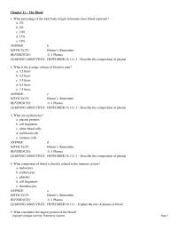 Chapter 11 The Blood learning Objectives Huphsher&nbsp;