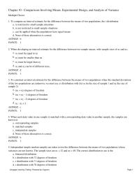 Management Chapter 10 The Sample Sizes Are And 35 The