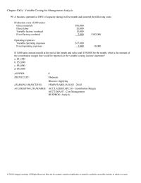 Chapter 20 Variable Costing For Management Analysis 118 The Contribution