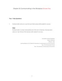 Communications Chapter 1 Describe The Business Communication Process topic The Communication