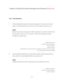 Communications Chapter 10 The best organizational pattern for a persuasive