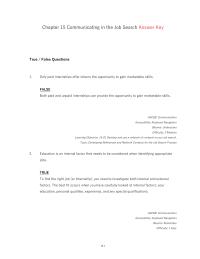 Communications Chapter 15 Only paid internships offer interns the opportunity to gain