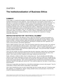 Management Chapter 4 Homework The Institutionalization Business Ethics Oversees The