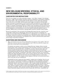 Management Chapter 5 Homework Case New Belgium Brewing Ethical And Environmental