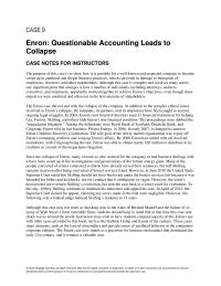Management Chapter 9 Homework Enron Was Instructors May Wish Use Table